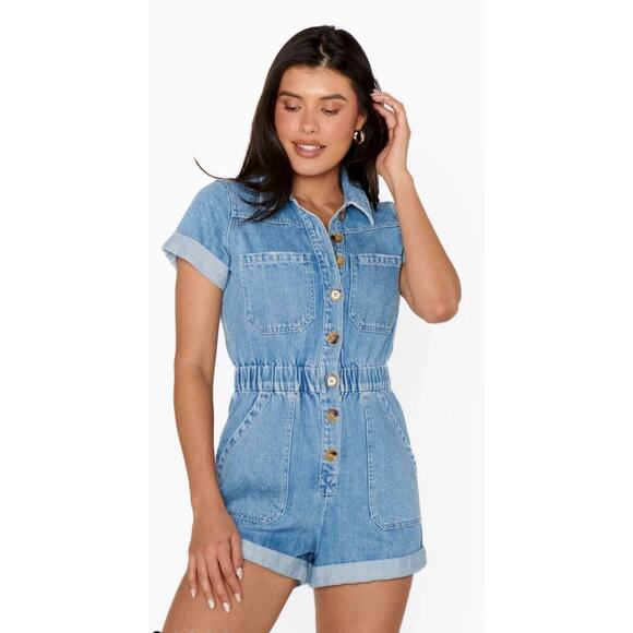 Show Me Your MuMu Cannon Romper in Ocean Spray Size Large - Picture 1 of 14